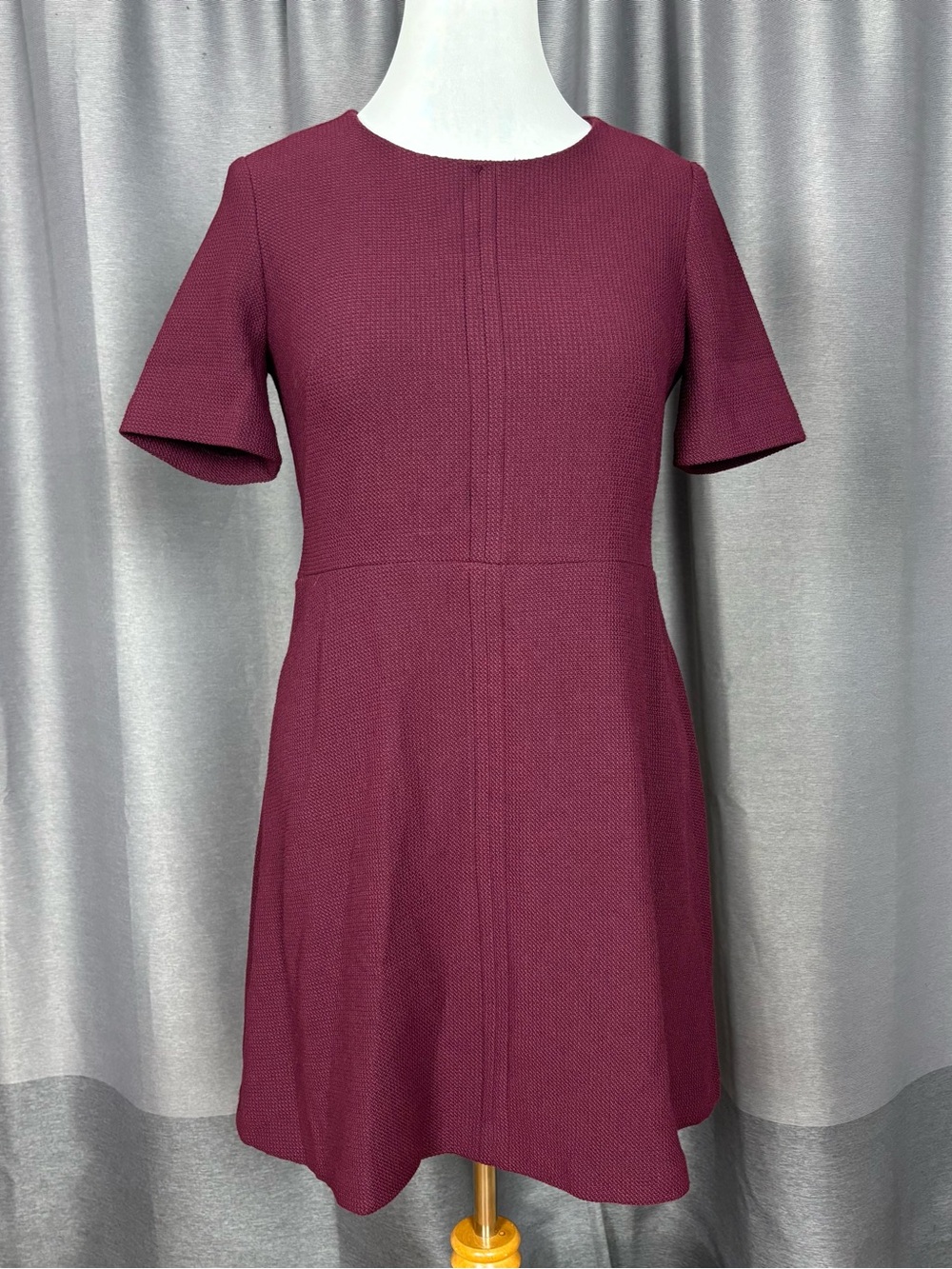 Comptoir Des Cotonniers Burgundy A-Line Short Sleeve Dress L